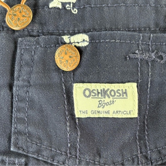 Osh Kosh Baby Navy Twill Jumper Dress with Whale Print and Henley style Onesie - Picture 2 of 9